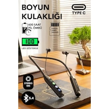 600 Saat Sporcu Kulaklığı Kablosuz Bluetoot Kulaklık Led Göstergeli Boyunluk Kulaklık Stereo V5.4