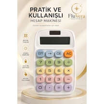 Beyaz Renkli Tuşlu Hesap Makinesi Büyük Ekranlı, Pratik Ve Kolay Kullanımlı Masaüstü Hesap Makinesi Diğer