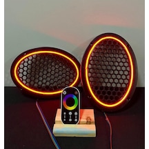 Dokunmatik Kumandalı Neon Işıklı Oval Hoparlör Kapağı 1 Takım 2 Adet 6x9