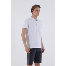 Maraton Sportswear Regular Erkek Polo Yaka Kısa Kol Basic Beyaz T-Shirt 20925-Beyaz
