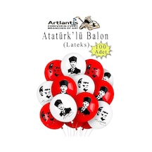 Atatüklü Balon 100 Adet Ata Balon Süsleme 29 Ekim 23 Nisan Kırmızı Beyaz Balon Bayrak Balon Bayram
