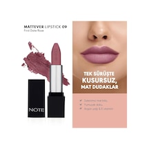 Cosmetics Mattever Lipstick 09 First Date Rose Yarı Mat Saten Bitişli Ruj, Pembe Nude Diğer
