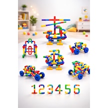 Blok Boru 72 Parça Puzzle Renkli Eğitici Birleştirme Oyuncak Seti
