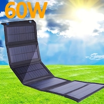 Elmpaly Yeni Altı Katlanır 60w Taşınabilir Güneş Enerjili Şarj Cihazı - Usb 5v Çıkışlı, Kamp Ve Seyahat İçin Powerbank, Fan, Fener