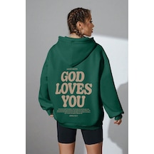 Good Loves You Baskılı Oversize Sweatshirt Yeşil