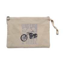Black Cruiser Motorcycle Krem Clutch Astarlı Cüzdan / El Çantası Krem