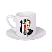 Beşiktaş Atatürk Türk Kahvesi Fincanı Beyaz
