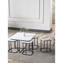 Pelikan 4+1 Beyaz Ahşap Siyah Metal Ayak Takım Sehpa Sedaş Living Units Sehpa Pelikan 4+1 Beyaz Ahşap Siyah Metal Ayak Takım Sehpa Sedaş Living Units Sehpa