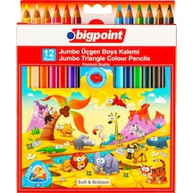 Bigpoint Jumbo Üçgen Kuru Boya Kalemi 12 Renk N11.33861