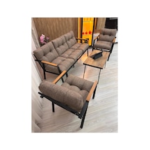Houseart Balkon, Bahçe,teras,cafe - Salon - Metal Kanepe Koltuk Takımı - 3 1 1 Sehpa Cappuccino