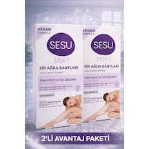 Sesu Soft Sir Ağda Bantları 32 Adet Vegan Formula Tüm Vücut Ve Yüz İçin Soğuk Ağda Bandı 2'li Paket