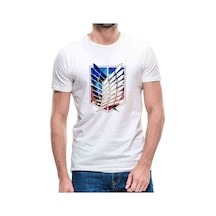 Anime Attack On Titan Baskılı Beyaz Erkek Tshirt (531016004)