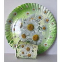 Papatya Temalı Karton Tabak Bardak 8 Li