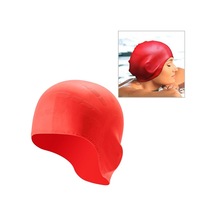 Uzun Saçlı Yetişkinler İçin Silikon Kulak Koruma Suya Dayanıklı Yüzme Bonesi Kırmızı