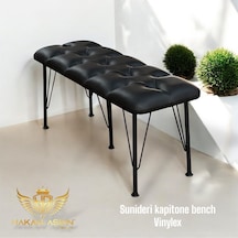 By Hakan Aşkın Siyah Metal Ayaklı Vinylex Suni Deri Siyah Bench Tekli Siyah Sunideri