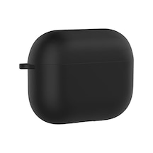 Airpods Pro 3 Uyumlu Silikon Kılıf Darbe Ve Çizilme Koruyucu, Soft Touch Silikon, Kablosuz Şarj Destekli, Taşıma İpi Slotlu Siyah
