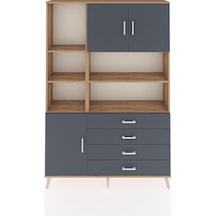Arges Dolap 8 Raflı 4 Çekmeceli 3 Kapaklı 132x30x195 Çam-antrasit/antrasit Antrasıt/antrasıt