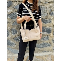 Just Polo Kadın Yeni Sezon Yumuşak Deri Ayarlanabilir Askılı Lüks El Ve Omuz Çantası Shoulder Bag Krem
