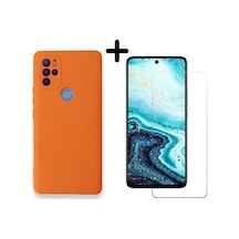 Omix X300 Lansman Içi Kadife Telefon Kılıfı Ve Temperli Cam Ekran Koruyucu Col179447-turuncu