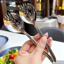 Youmex 304 Çelik Salata Çatalı, Uzun Kollü, Gümüş Rengi, 2 Adet, Zerk Poliarlanmış, Tatlı Ve Tarta İçin Diğer