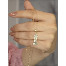 14 Ayar Altın Press Füzyon İ Harfli Kolye Sarı