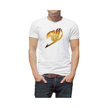 Anime Fairy Tail Glass Guild Emblem Baskılı Beyaz Erkek Tshirt (531007056)
