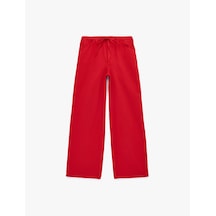 Koton Pamuklu Cep Detaylı Beli Bağcıklı Bol Pantolon - Loose Straight Fit Jean Kırmızı 6sal40022mw