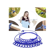 Elastik 12 Mandallı Çamaşır İpi Askılığı Lastikli Kendinden Mandallı Çok Amaçlı Askı 180cm 25+ Diğer