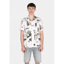 Colin's Colins Regular Fit Shirt Neck Baskılı Erkek Yeşil Kısa Kol Gömlek Cl1076869 Q1.v1 Gpt Green Printed