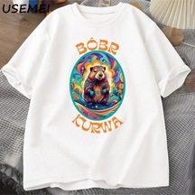 Startmore Bóbr Kurwa Gladyatör T Shirt Erkekler Kadınlar İçin Roma'nın Zafer Grafik T-shirt Bober Beave 2833 Beyaz