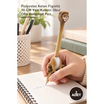 2 Adet Tükenmez Kalem Polyester Aslan Figürlü 16 Cm Yazı Kalemi Okul Ofis Ballpoint Pen 1