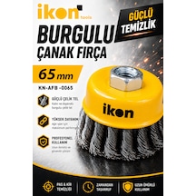 İkon Tools Burgulu Çanak Fırça 65 Mm Taşlama Uyumlu Çelik Tel Fırça Pas Kir Boya Temizleme Fırçası