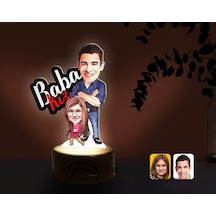 Kişiye Özel Baba Kız Karikatürlü Dekoratif 3D Biblo Led Işıklı Ge (483006642)