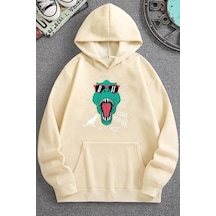 Uyguntarz Unisex T - Rex Baskılı Sweatshirt Bej Uyguntarz Unisex T - Rex Baskılı Sweatshirt Bej