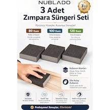 3 Lü Zımpara Süngeri Seti 80-100-120 Kum Ahşap Metal Boya Vernik Yüzey Zımparalama Takozu