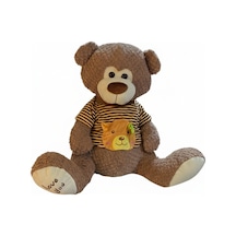 Çizgili Tişörtlü Peluş Ayı 60 Cm Kahverengi Çok Renkli