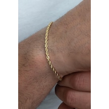 İnce Gold Renk Halat Model Burgulu Unisex Çelik Bileklik Eck28bi