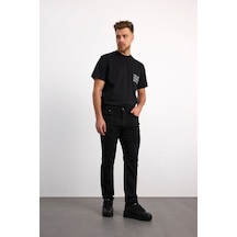 71991f-73599 Erkek Straıght Fıt Mıd Rıse Denim Pantolon 71991f-73599 Siyah - Siyah