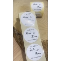 Nişan Hatırası Nikah Hatırası Yuvarlak Yapışkanlı Etiket 3 x 3 CM 150 Adet