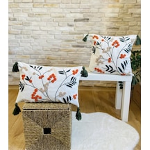 Swita Home Çiftli Kombin Punch İşlemeli Kırlent Kılıfı Panç Kırmızı