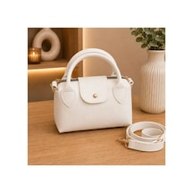 Names Bag Vienesta Oval Mini Doktor Çantası - Çapraz Askılı Kadın Kol Ve Omuz Çantası Beyaz Beyaz