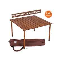 Bag The Joy 70 x 70 x 40 CM Ahşap Katlanır Kamp Masası - Kahverengi