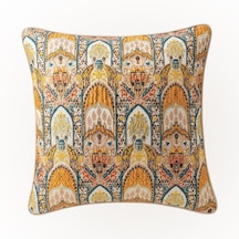 "green & Mosaic" Etnik Desenli Kırlent Kılıfı - 45x45 Hardal - Krem
