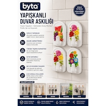 4'lü Desenli Yapışkanlı Duvar Askılığı Delmeden Montaj Güçlü Yapışkanlı Çok Amaçlı Kanca Mutfak, Banyo, Antre Ve Ofis İçin Beyaz