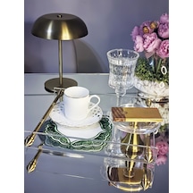 Majestik Yeşil Dalgalı Nakış Peçete 2'li Set 15x15cm Premium Kokteyl Sunum Peçetesi Çok Renkli
