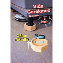 Doğal Ahşap Baza Ayağı Yükseltici 3,5 Cm Yükseltir Robot Süpürge Uyumlu Oyuklu Takoz 1 Adet Çam