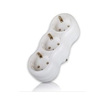 Fetih 3'lü Topraklı Fişli Priz Lale