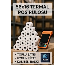 56x16 Termal Pos Kağıdı - Pos Rulosu - Yazarkasa Pos Kağıdı 25 Paket 250 Adet