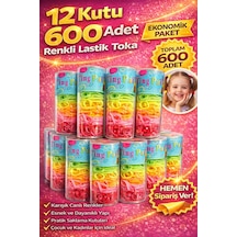 12 Kutu 600 Adet Renkli Lastik Toka Seti Karışık Renkli Saç Lastiği Çocuk Ve Kadın Saç Tokası Açık Kahve