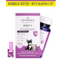 Petpower Kedi Köpek Desteği, Beta Glukan, C Vitamini, Taurin Tablet 75 Adet